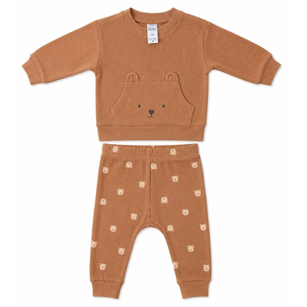 Carter’s Child of Mine Bear Pocket Waffle Knit Outfit Set – 12M